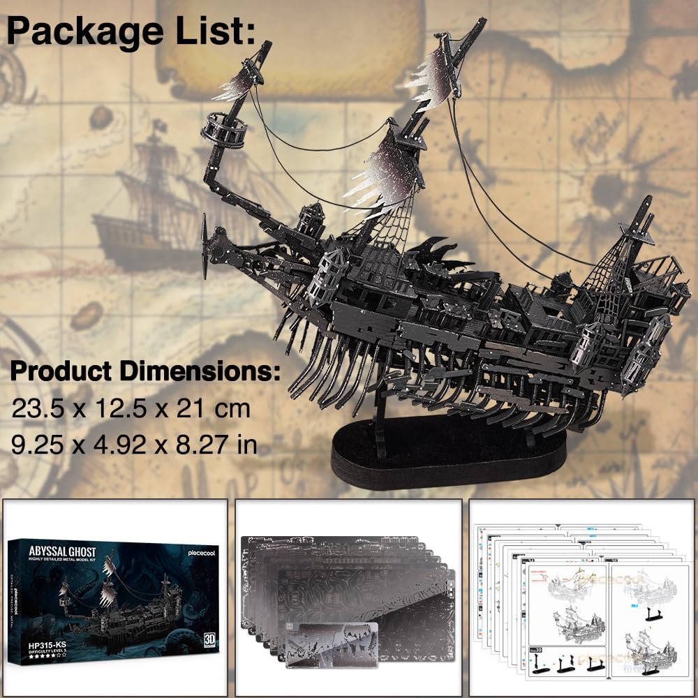 Piececool 3D Puzzle Metall, Abgründiger Geist Piratenschiff Modellbausatz Erwachsene, 3D-Puzzles zu