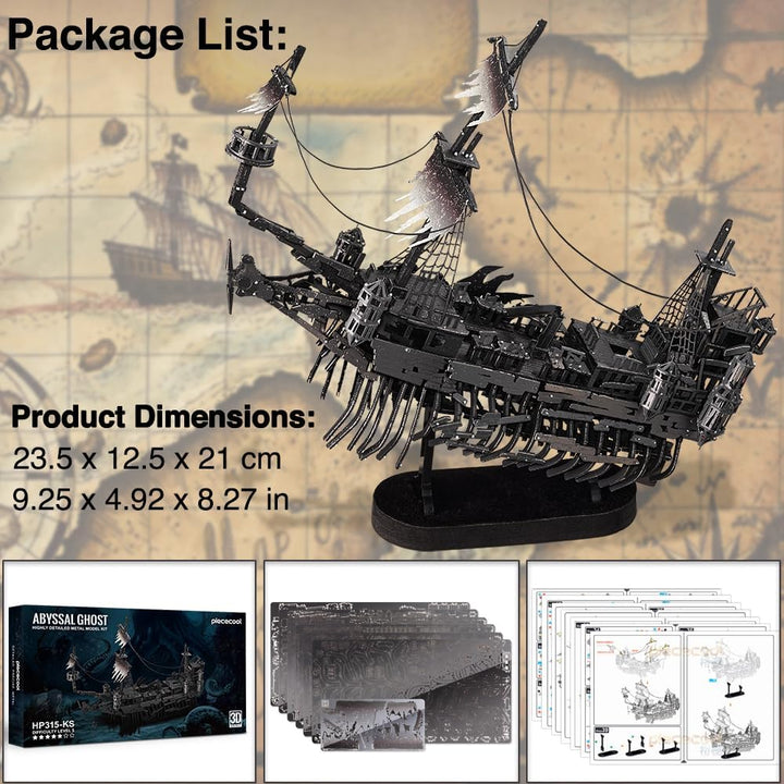 Piececool 3D Puzzle Metall, Abgründiger Geist Piratenschiff Modellbausatz Erwachsene, 3D-Puzzles zu
