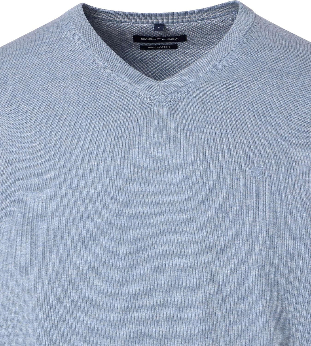 CASAMODA Herren Pullover mit V-Ausschnitt unifarben Elastischer Bund M Hellblau, M Hellblau
