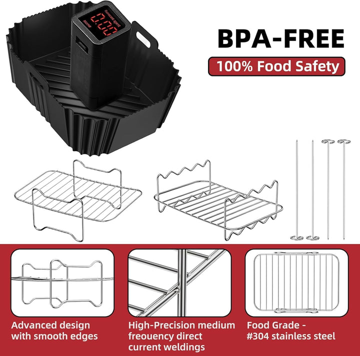 Ninja Heissluftfritteuse Zubehör 4 Stück, Airfryer Zubehör für Ninja Foodi Dual Zone AF400EU AF300EU