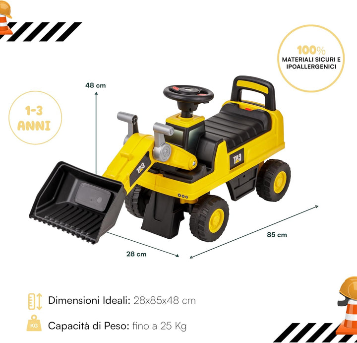 Bagger-Rutschfahrzeug für Kinder von 1 bis 3 Jahren, mit Caterpillar-Lizenz, Hupe, Trägerfahrzeug mi