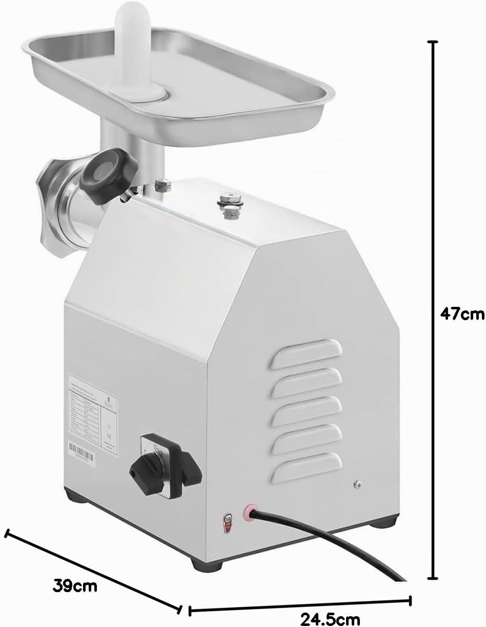 Royal Catering RCFW 140-850ECO Fleischwolf Elektrisch Edelstahl Fleischmaschine (140 kg/h, 850 W, Re
