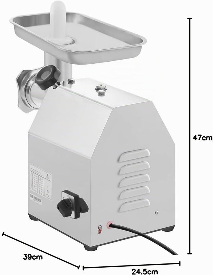 Royal Catering RCFW 140-850ECO Fleischwolf Elektrisch Edelstahl Fleischmaschine (140 kg/h, 850 W, Re