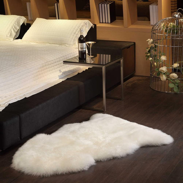 MYLUNE HOME Lammfell Teppich Schaffell echt 90x 60cm schafsfelle weiche und Flauschige Decke beige S