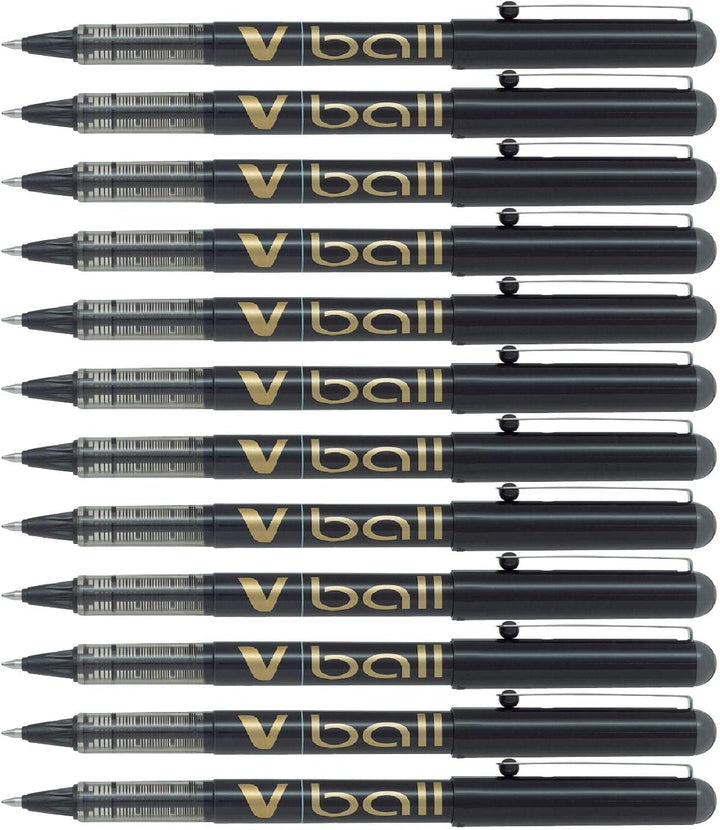 Pilot V-Ball Tintenroller (Flüssigtinte, Spitze 0,7 mm) 12 Stück schwarz