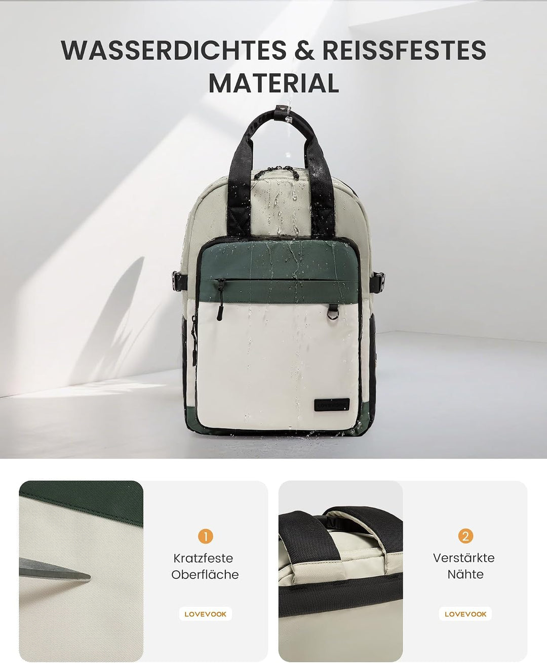 LOVEVOOK Rucksack Damen, 15.6 Zoll Laptop Schulrucksack Teenager Mädchen | Schultasche Gross Wasserd