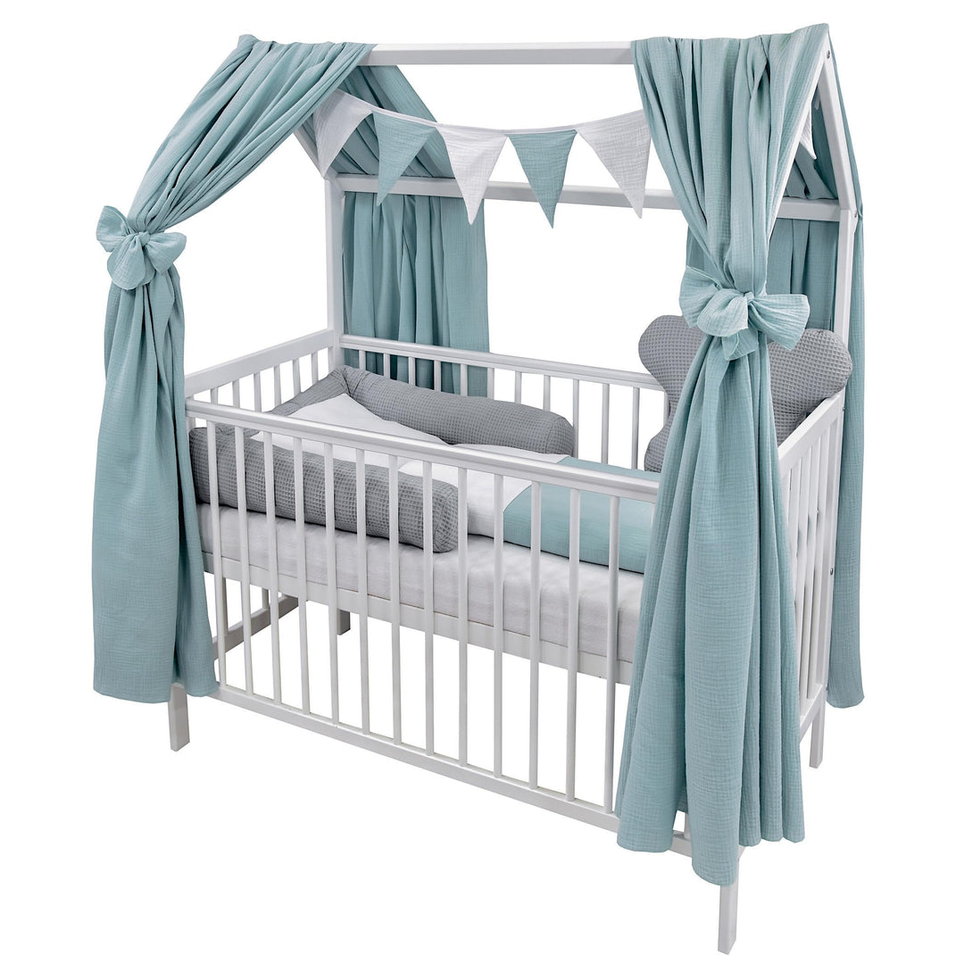 Generisch Baby Delux Hausbett Himmel Betthimmel aus Musselin 2-teilig 160x300 cm 2 Stück für Kinderb