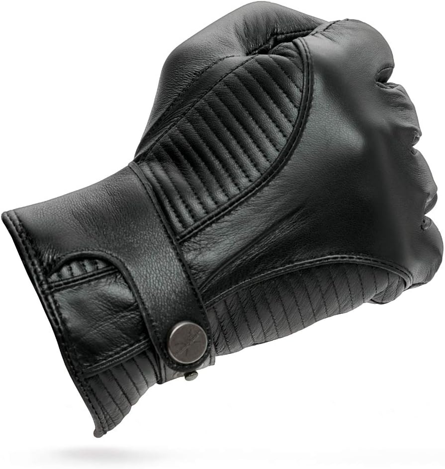 PEARLWOOD Herren Lederhandschuhe Jake für Biker Touchscreen fähig aus Schafleder L (9.5) Black (200)