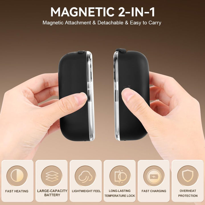 URAQT Handwärmer Elektrisch, 2er Set Magnetische Handwärmer Wiederaufladbar, Wiederverwendbar Tragba