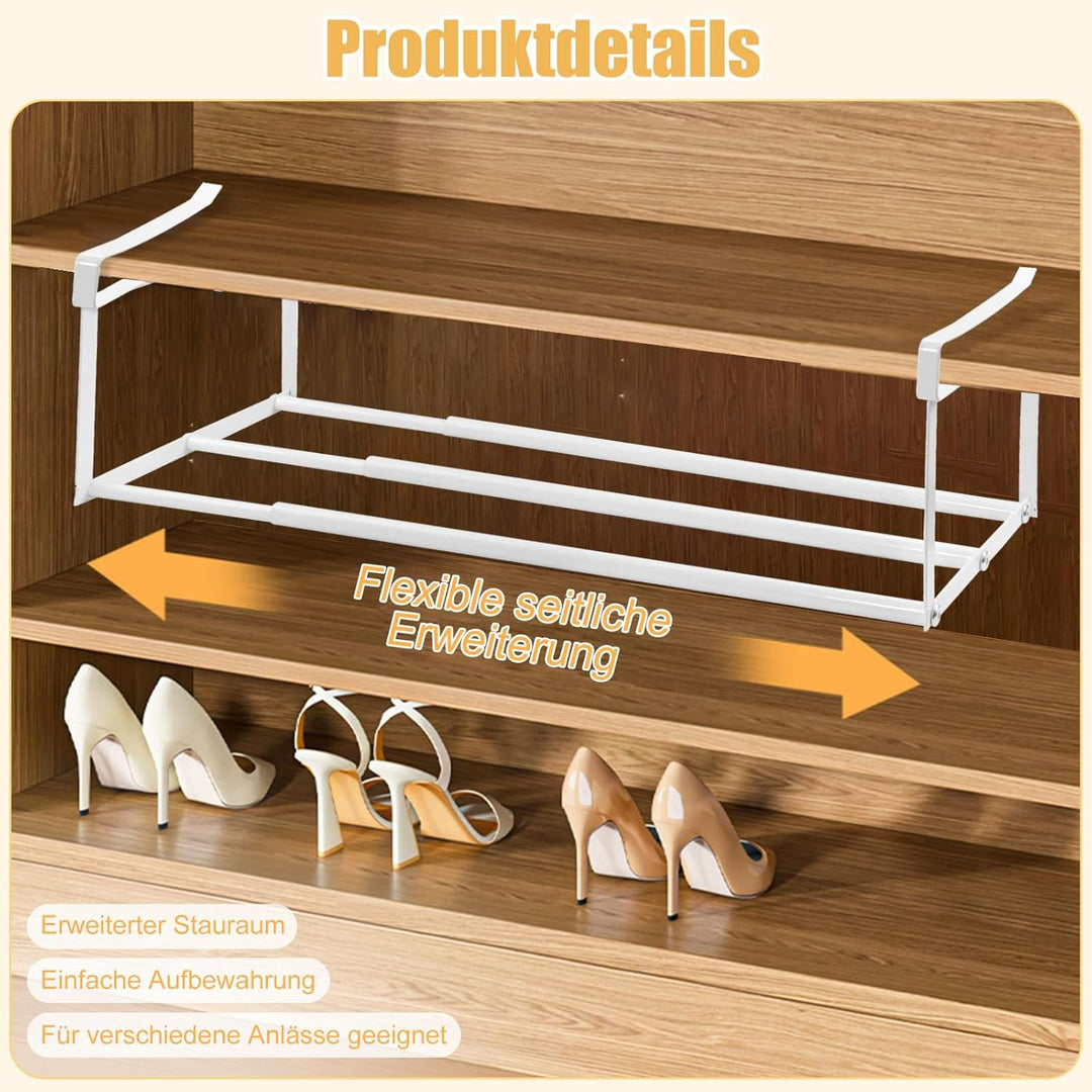 2 Stück Unterregal Hängekorb Ausziehbar - 40-70cm Verstellbares Hängendes Schuhregal Organizer im Sc