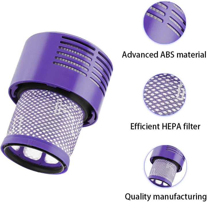 Queta Abwaschbarer Ersatzfilter für Dyson Staubsauger V10 SV12, mit Reinigungsbürste, Ersatzfilter f
