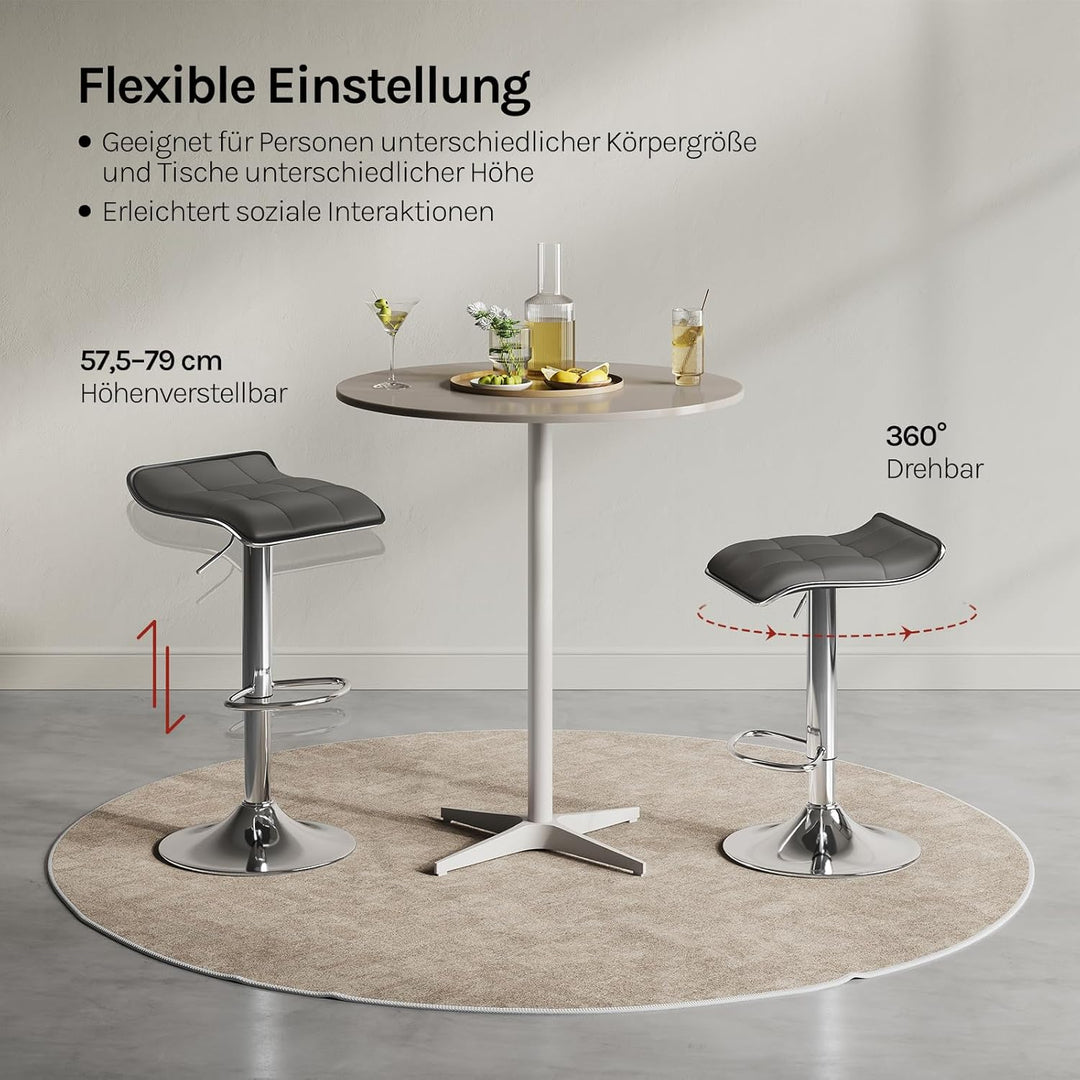 WOLTU BH28gr-1 1X Barhocker 1er Set Barstuhl Tresenhocker, aus hochwertigem Kunstleder, verchromter