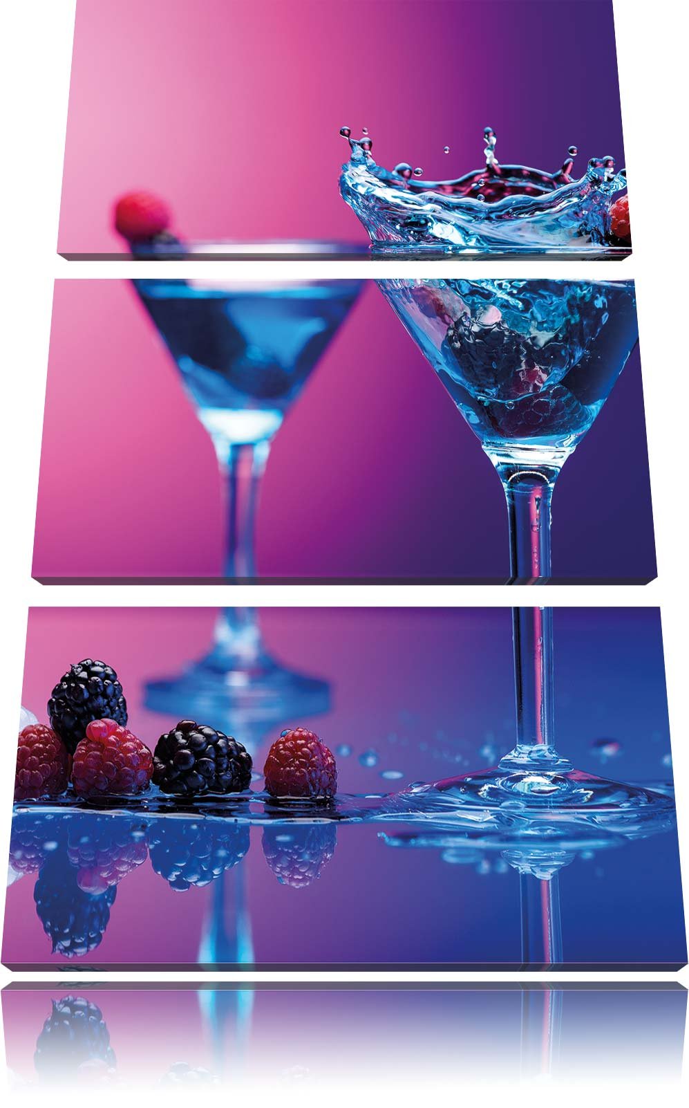 Pixxprint Coole Cocktails als Leinwandbild | Grösse: 3 Teilig (120x80) | Wandbild| Kunstdruck | fert