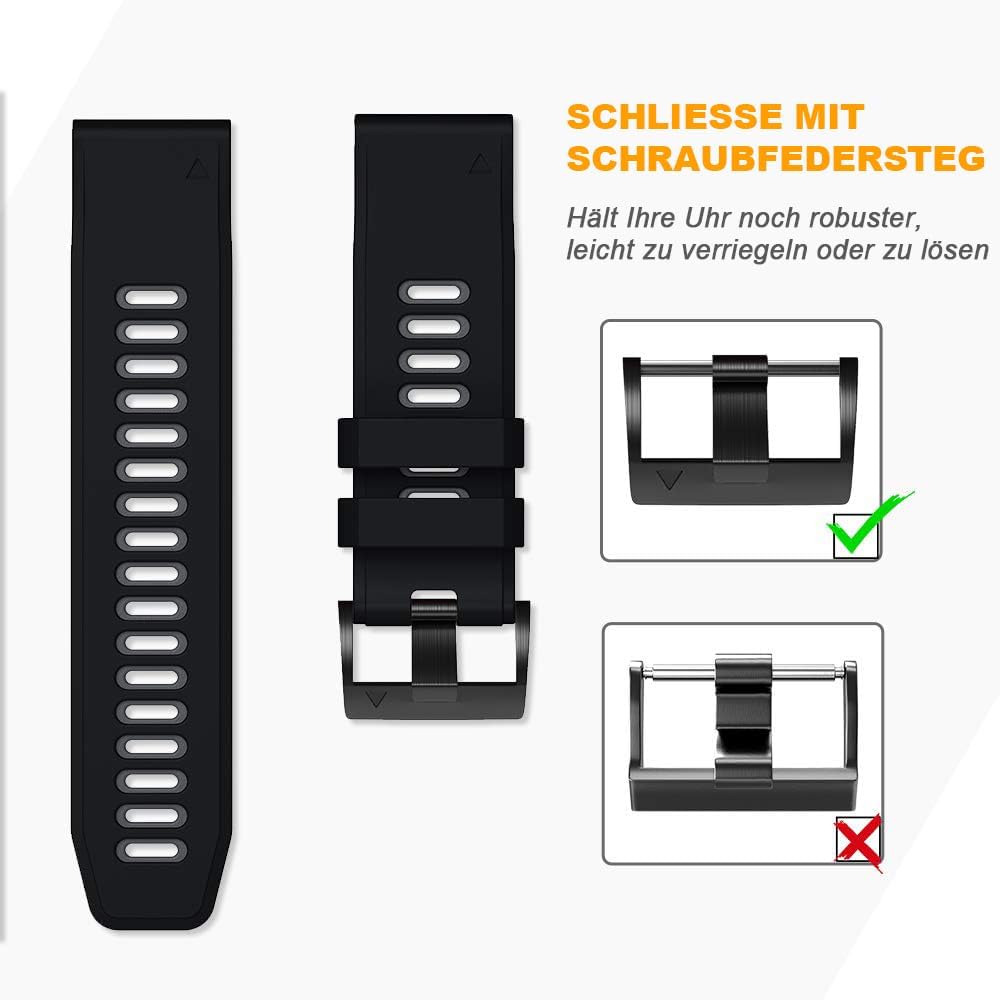 NotoCity Armband für Garmin Fenix 6x/6x Pro/5x/5x Plus/7x/7x Pro/8 51mm, Quickfit 26mm Uhrenarmband