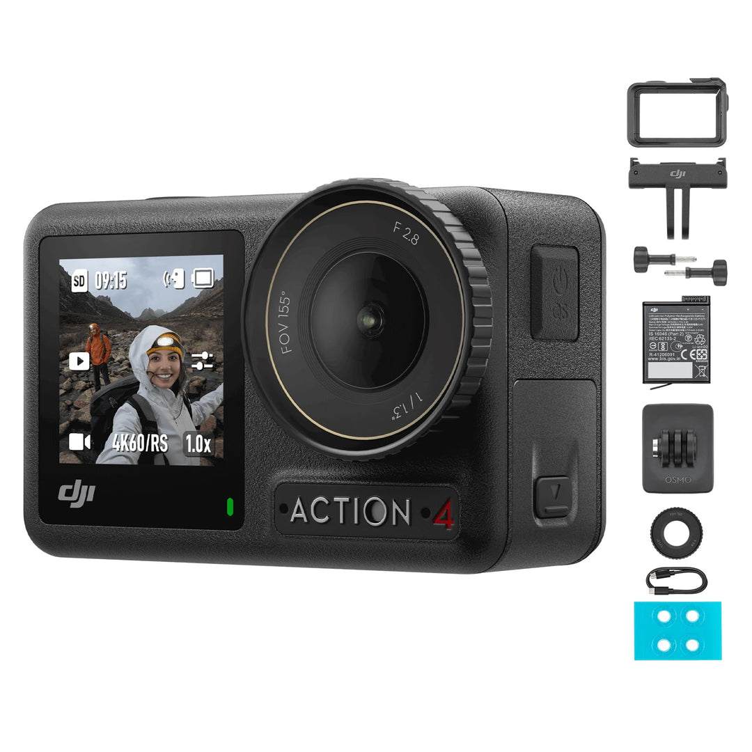 DJI Osmo Action 4 Standard Combo, 4K/120fps Action Cam mit 1/1,3-Zoll-Sensor, Unterwasserkamera, Ate