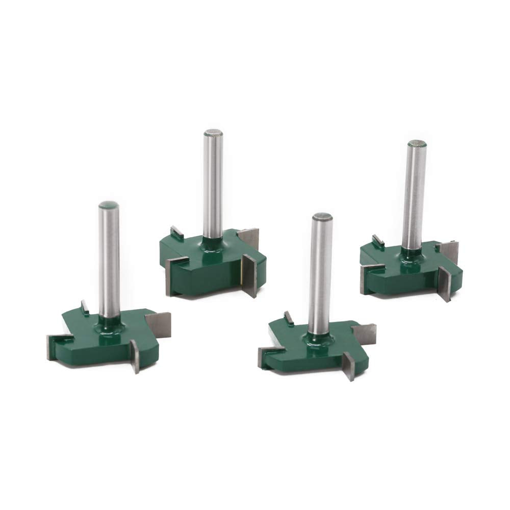 Baorder 4 Stück 6mm Schaft Spoilboard Oberflächenfräser Fräser Bit Set 4 Flügel Platten Abflachungs