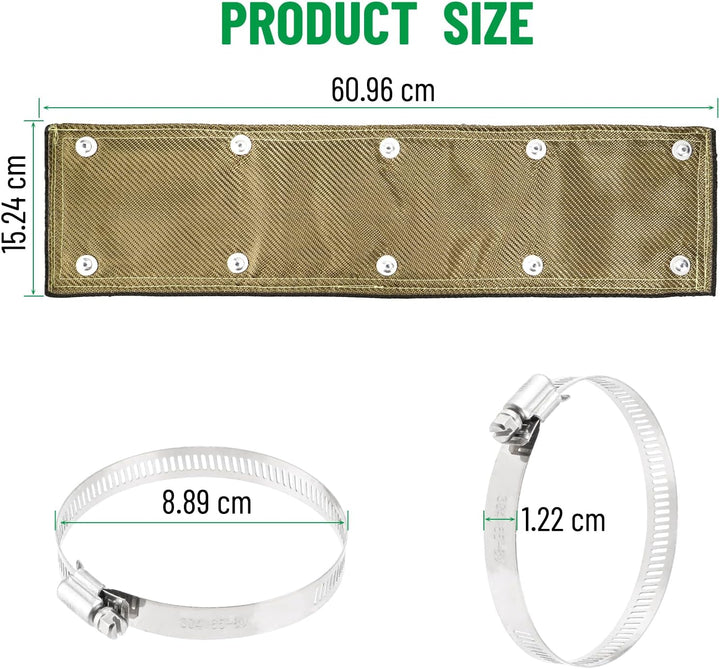 Hitzeschutzband Auspuff, Hitzeschutzmatte 60 x 15 cm Titanium Auspuffband Hitzeschild, mit Schlauchk