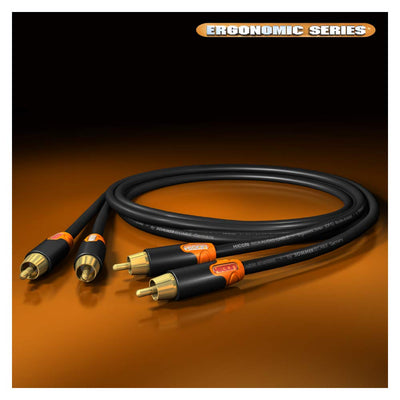 Hicon Ergonomic 75cm Stereo Cinchkabel OFC RCA 2-fach geschirmt 0,75m - HIE-C2C2-0075 0,75m / 2.46 f