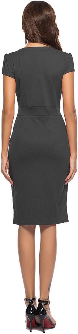 CEASIKERY Damen Business Retro Cocktail Bleistift Wear für die Arbeit Büro Freizeitkleid S Dunkelgra