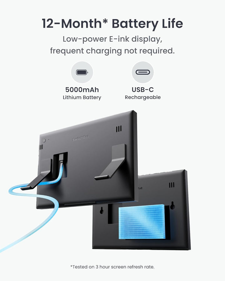 SwitchBot Smartes E-Ink-Home-Dashboard, 7,5" kabelloser Monitor für Innen-/Aussentemperatur und Luft