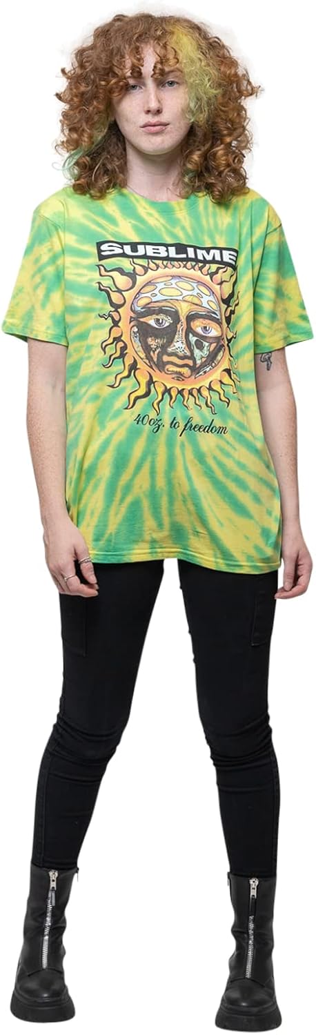 Sublime T Shirt 40oz to Freedom Band Logo Nue offiziell Unisex Dip Dye Grün, S