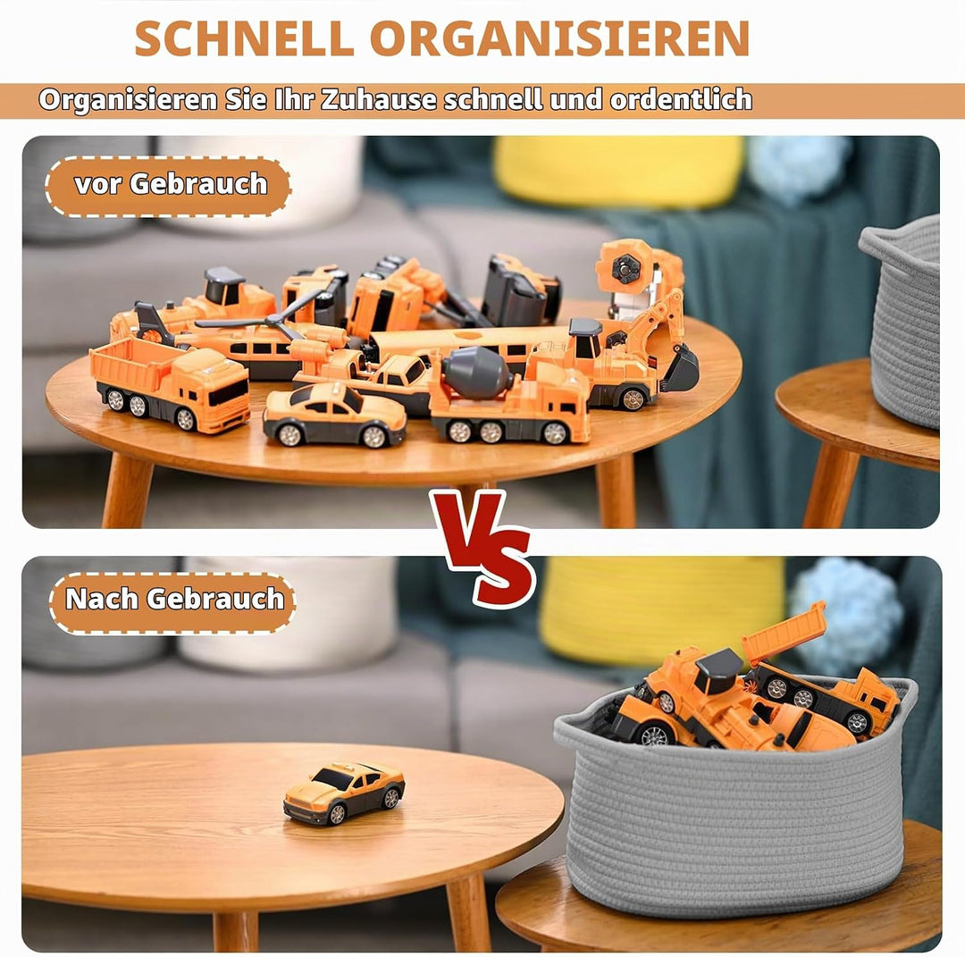 Niedlicher Grauer Geflochtener Geschenkkorb Mit Griff, Kleiner Aufbewahrungskorb, Dekorative Organiz