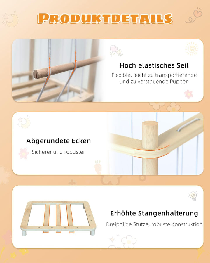 JINDUN Kuscheltier Aufbewahrung Aus Holz, 95cm Höhe Aufbewahrung Kuscheltiere, mit Stofftier Aufbewa