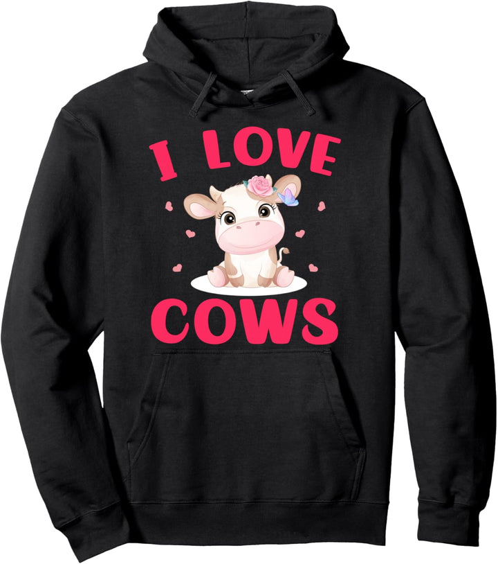 I Love Cows Rinderzüchter Bauer Milchkuh Kalbrind Pullover Hoodie