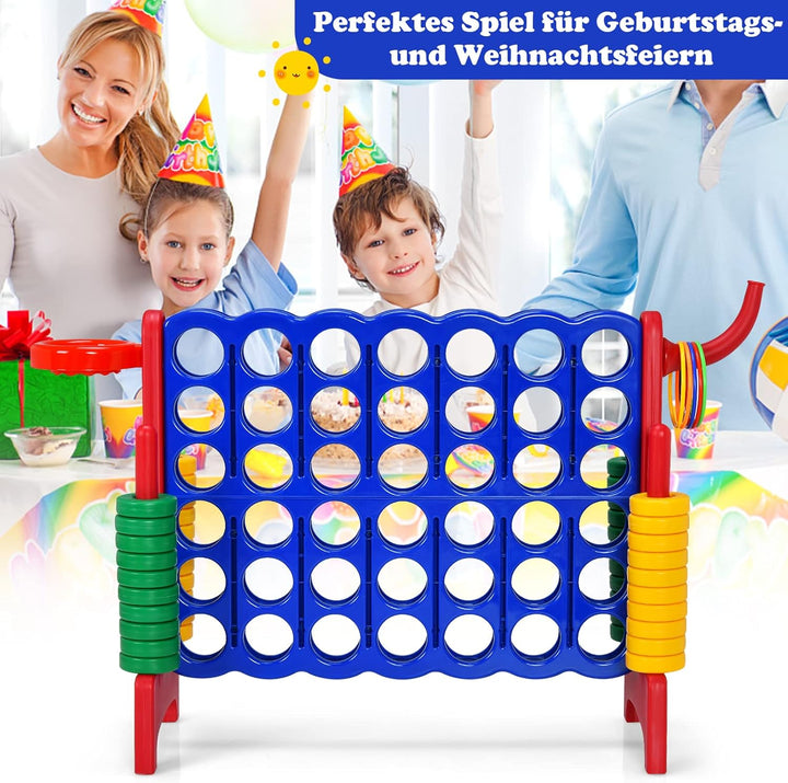 GOPLUS Riesiges 4 Gewinnt Spiel, Strategiespiel mit 42 Ringen, Basketballkorb & Wurfspiel & Schnells