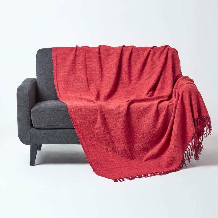 Homescapes extra grosse Tagesdecke Nirvana, rot-orange, Wohndecke/Sofaüberwurf aus 100% Baumwolle, 2