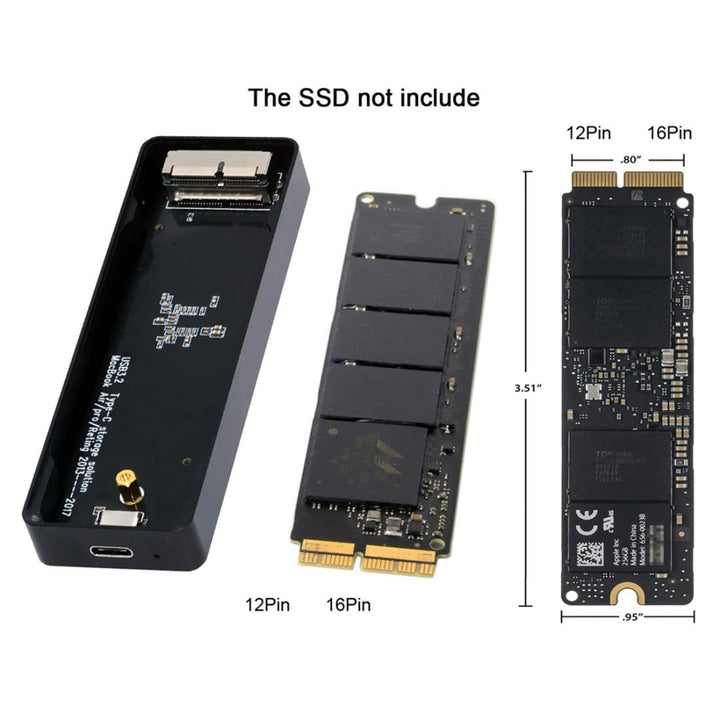 chenyang 12+16Pin MAC SSD auf USB 3.2 Gen 2x2 20Gbit/s Mobiler HDD Gehäuseadapter für 2013 2014 2015