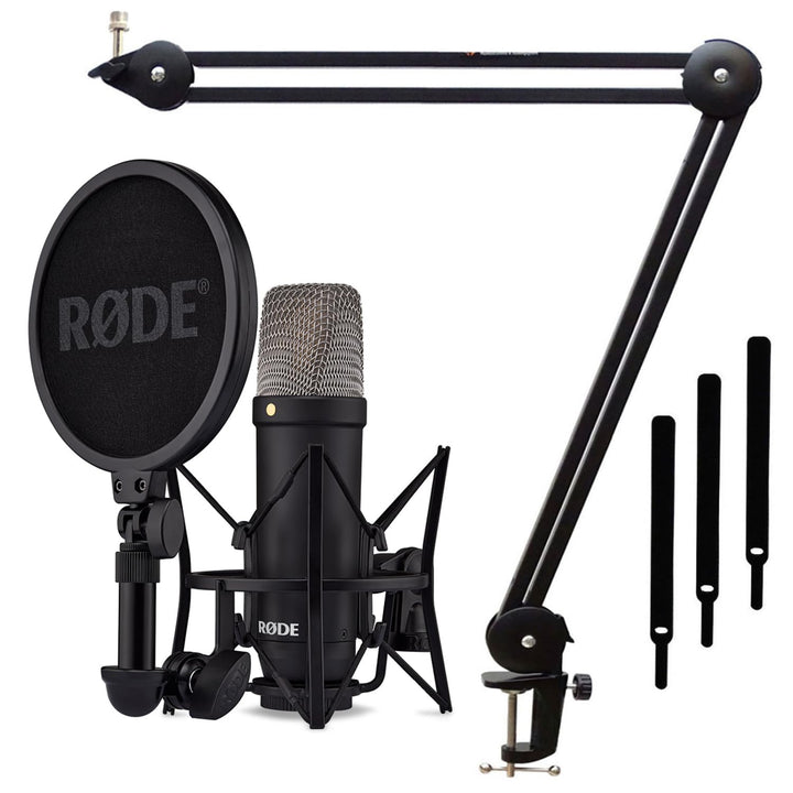 Rode NT1 Signature Black Studio-Kondensatormikrofon + keepdrum MS138 Gelenkarm-Stativ Schwarz