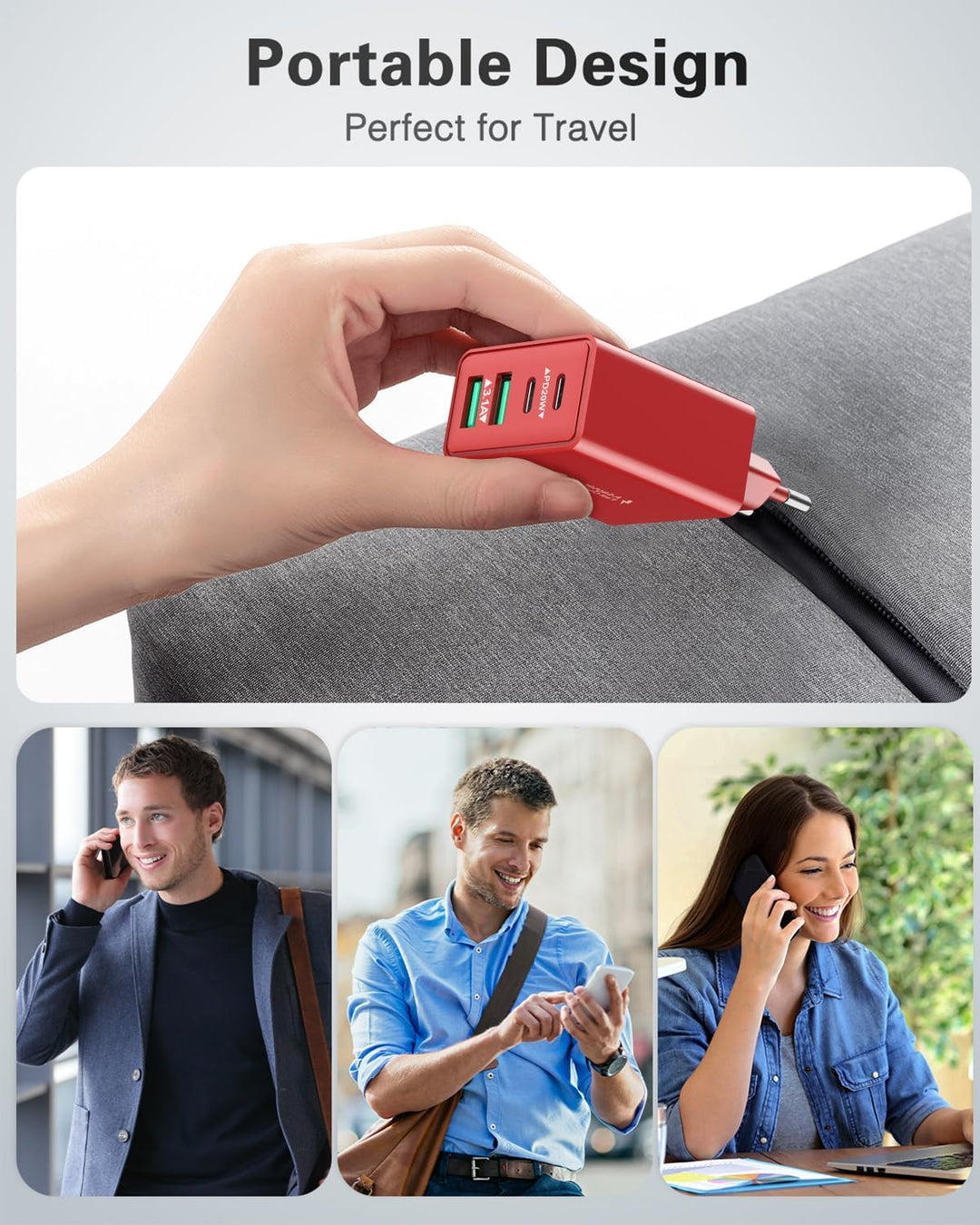 2-Pack USB C Ladegerät, 40W 4-Ports USBC Stecker Mehrfach Schnellladegerät USB Ladestecker mit PD Ad