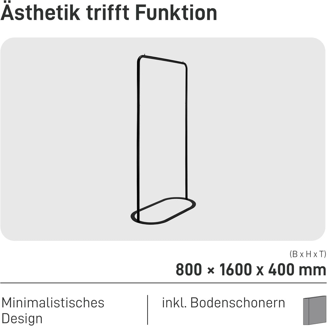 Natural Goods Berlin Kleiderständer OVAL - Kleiderstange Schwarz 160 cm x 80 cm - Stehender Metall K