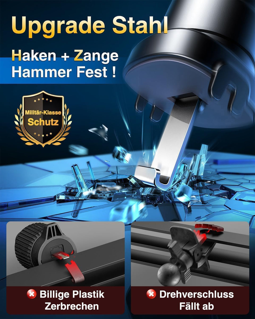 VANMASS Handyhalterung Auto Lüftung [2022 Upgrade Bombenfest Lüftungshaken] 360°Drehbar 100% Silikon
