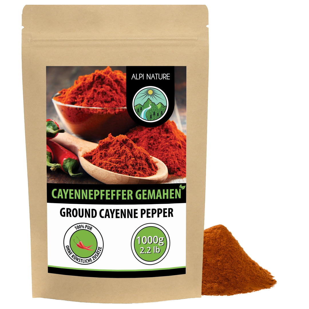 Alpi Nature Cayennepfeffer gemahlen 1kg, Cayenne Pfeffer gemahlen, Cayenne Chili, Chilipulver 1 kg (