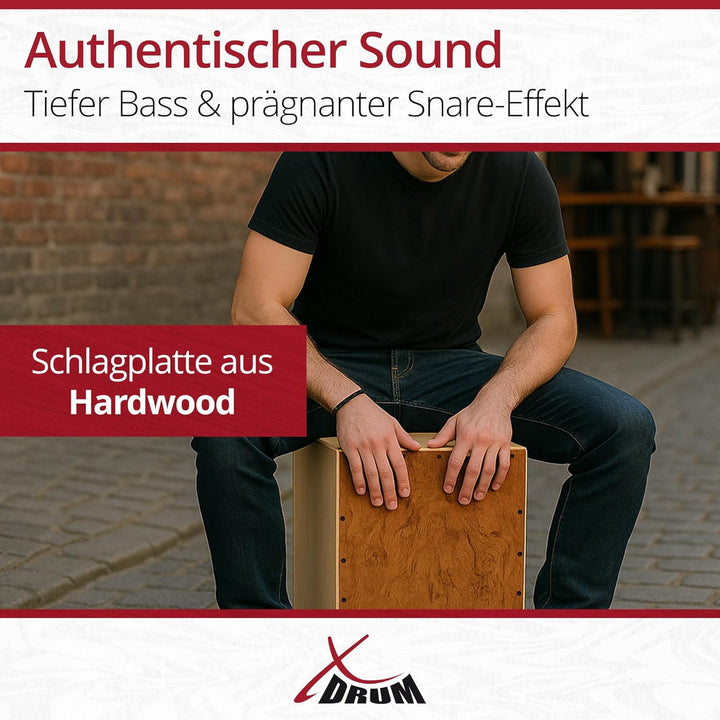 XDrum Cajon Peruana Hard Wood (3 mm Schlagplatte, 9 mm Birkenkorpus, 48 cm hoch, inkl. Rucksack-Tasc