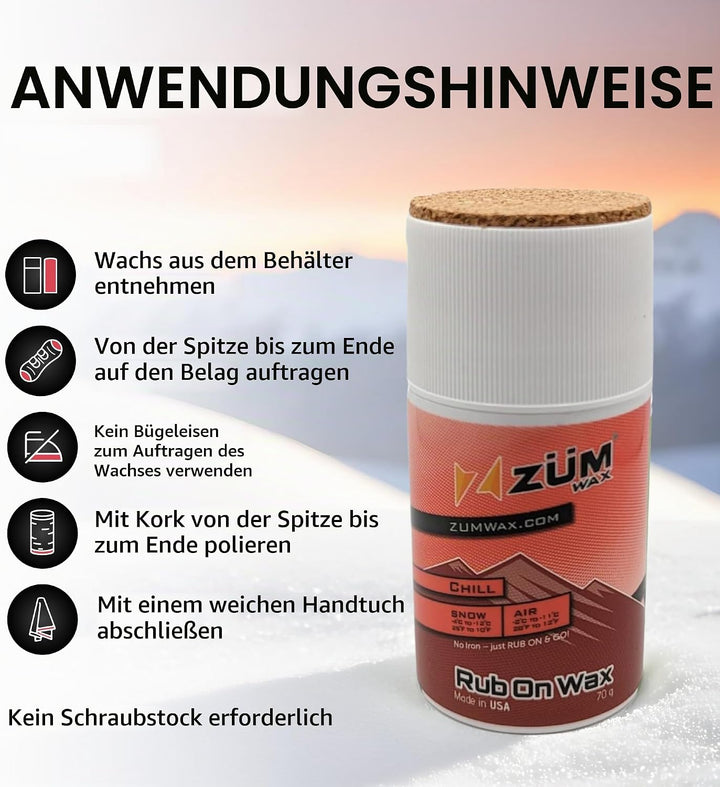 ZUMWax RUB ON WAX Ski/Snowboard - CHILL Temperature - 70 gram - INCREDIBLY FAST!!! by ZUMWax