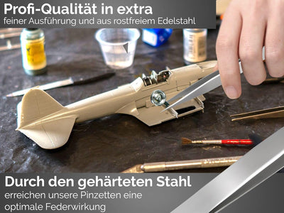 PREMIUM Pinzetten-Set Spitz-Pinzette Splitterpinzette Edelstahl + Aufbewahrungs-Etui