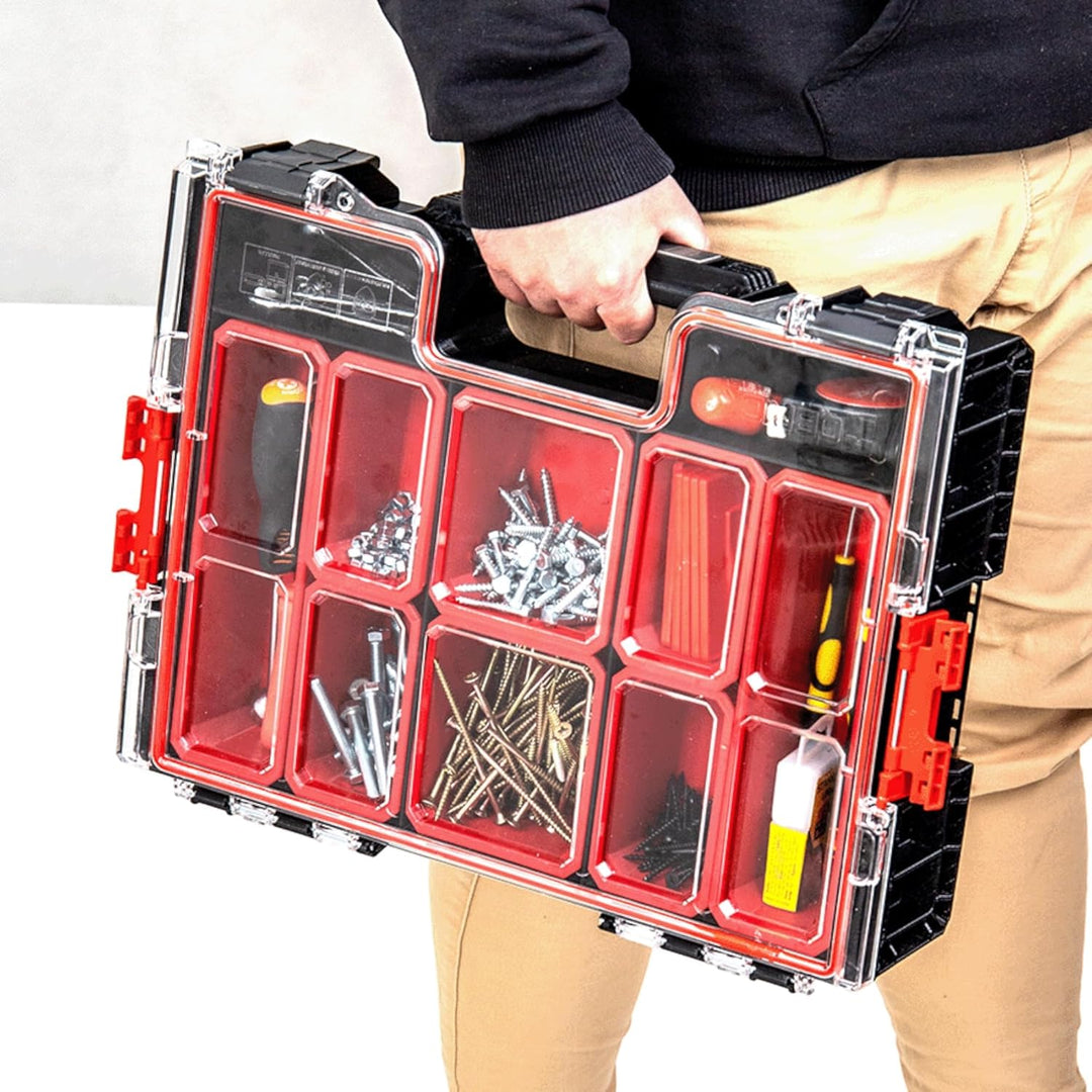 QBRICK Sortimentskasten Kleinteilemagazin – 450 x 360 x 110 mm – Premium Sortierkasten Wekzeugbox mi