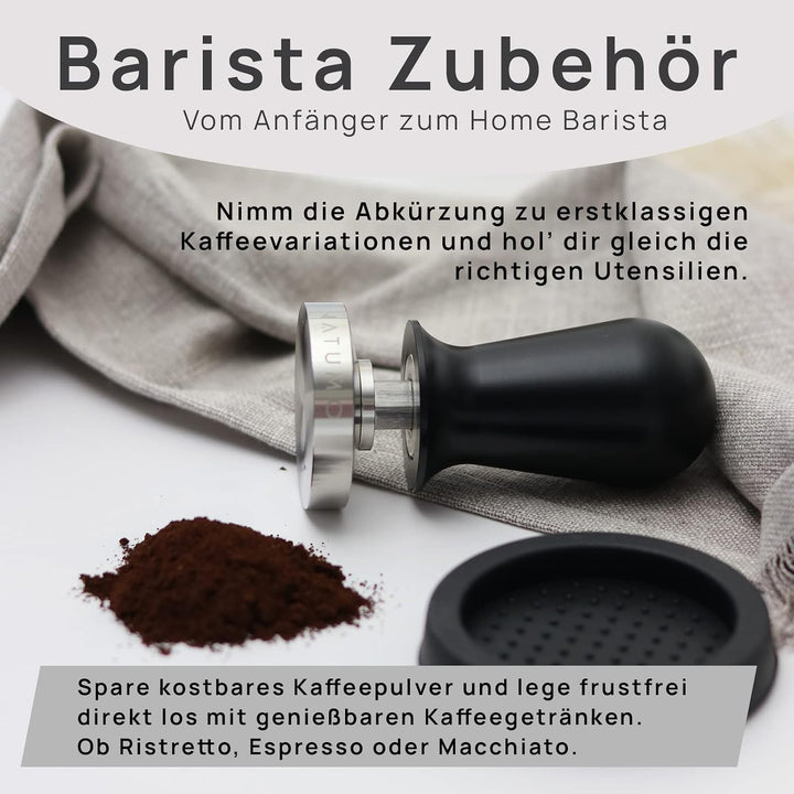 NATUMO Espresso Tamper 53mm, druckregulierend (15kg / 35lbs), Siebträger Zubehör, Kaffe Tamper Set m