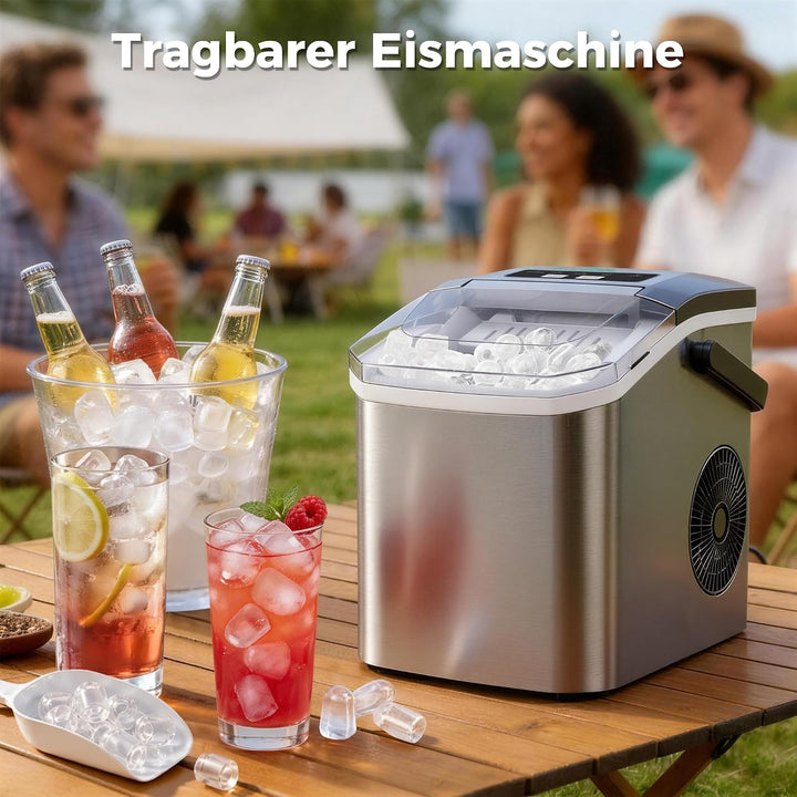 Eismaschine, 2 Grössen an Kugeleis aus Edelstahl Tisch-Eismaschine - Silber | Eismaschine mit täglic
