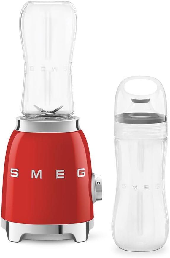 Smeg, Personal Blender PBF01RDEU, 2 Geschwindigkeitsstufen, Doppelklinge aus Edelstahl, 2 x 600 ml F