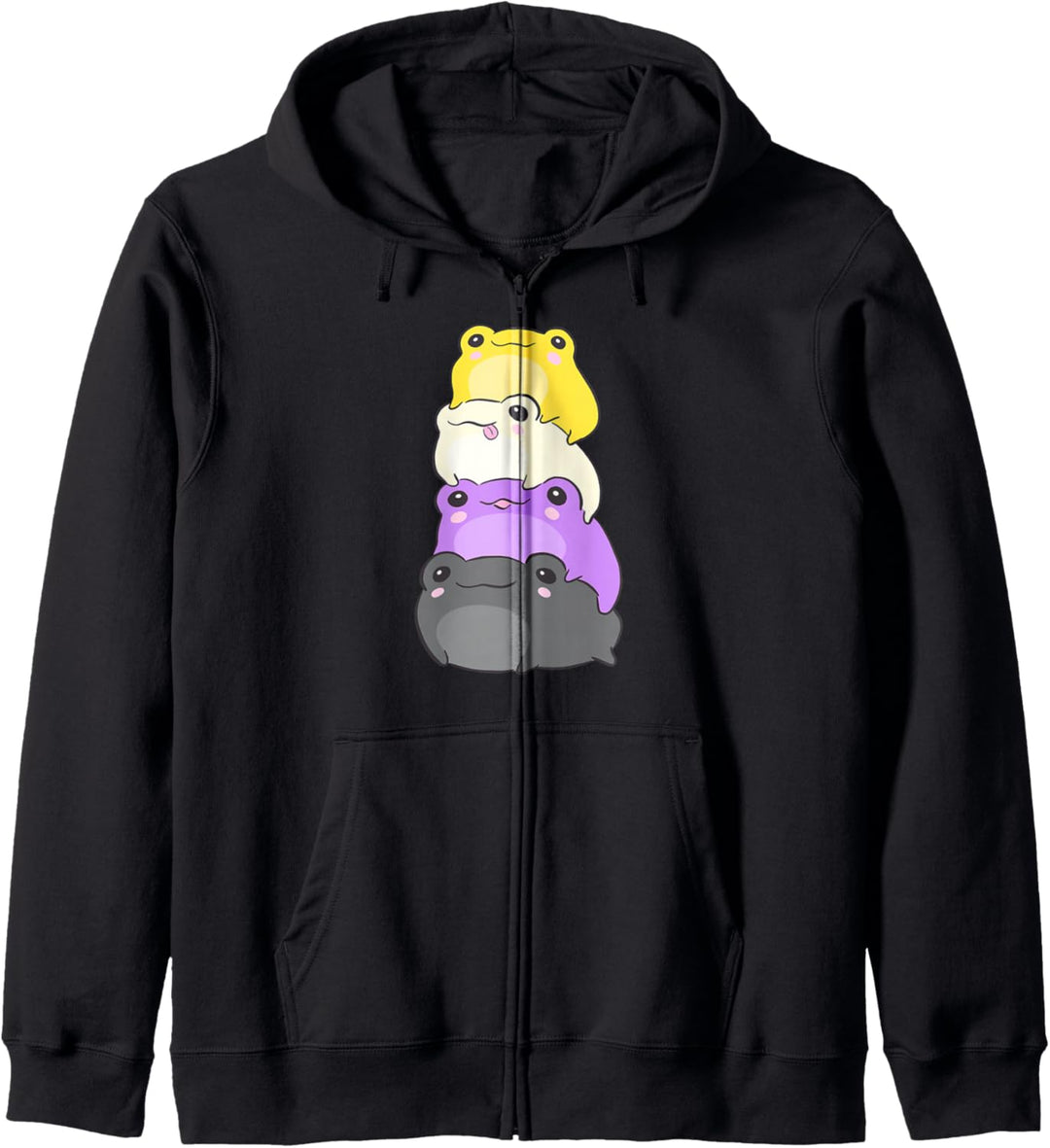 Nonbinary Flag Color Frogs Subtle Enby Pride Cute Aesthetic Kapuzenjacke