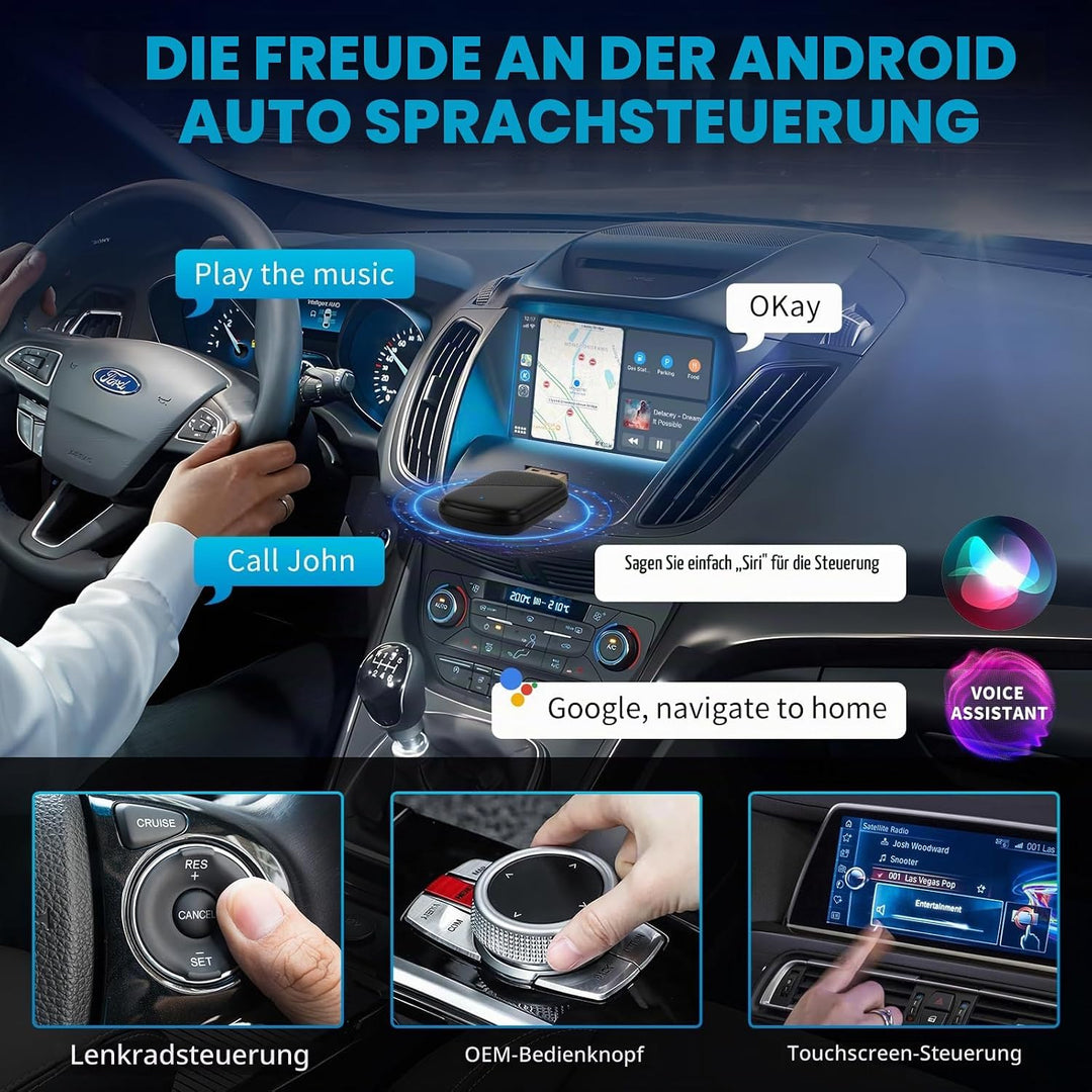 2 IN 1 Wireless Android Auto &amp; Carplay Wireless Adapter, Convert Wired to Wireles s Carplay Dongle,