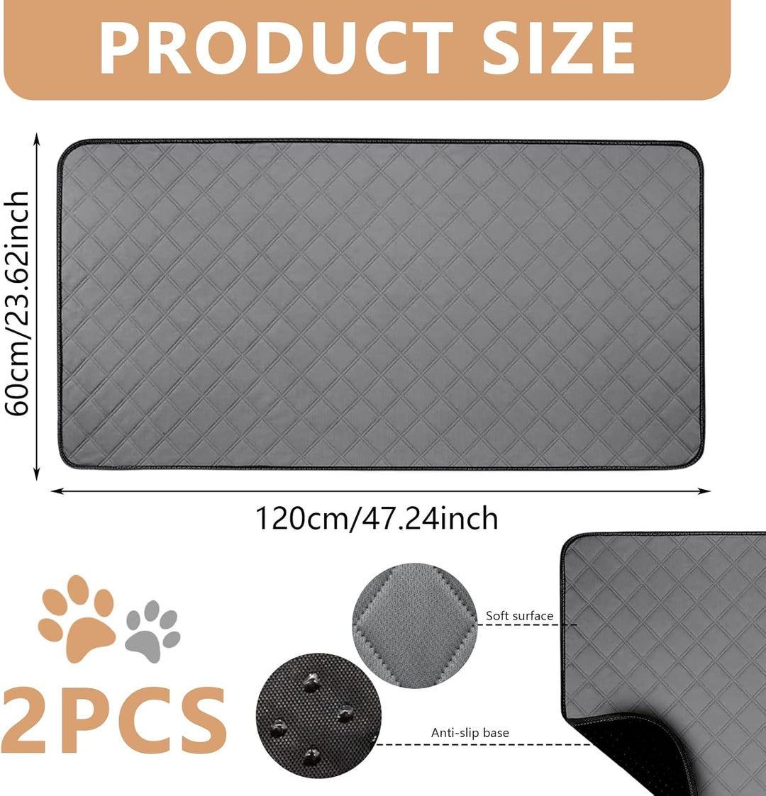 Trainingspads Für Hunde,2 Stück 120*60cm Hygieneunterlagen Für Haustier,Meerschweinchen Käfig Einlag