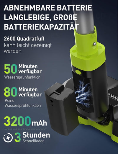 BIUBLE Elektrischer Mopp Bodenwischer Elektrisch Kabellos mit Sprühfunktion Akku Wischmopp Poliermas