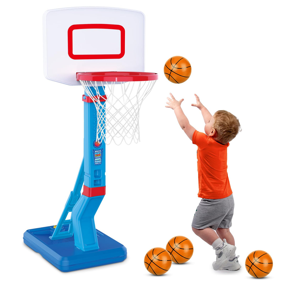Basketballkorb für Kinder Spielzeug, Indoor Outdoor Pool Basketballkorb, 5-Fach Höhenverstellbarer 7