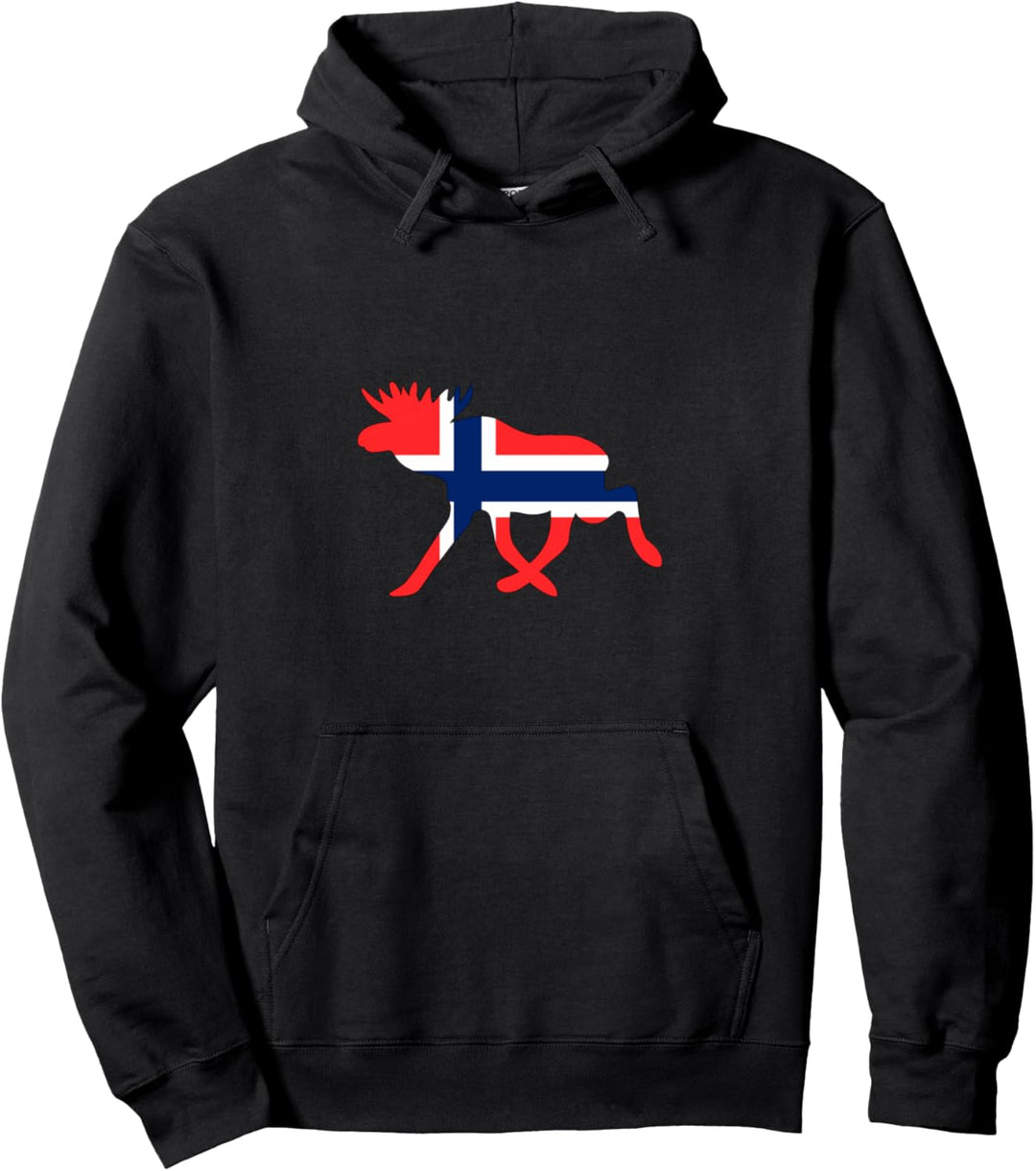 Elch mit Norwegen Flagge Pullover Hoodie