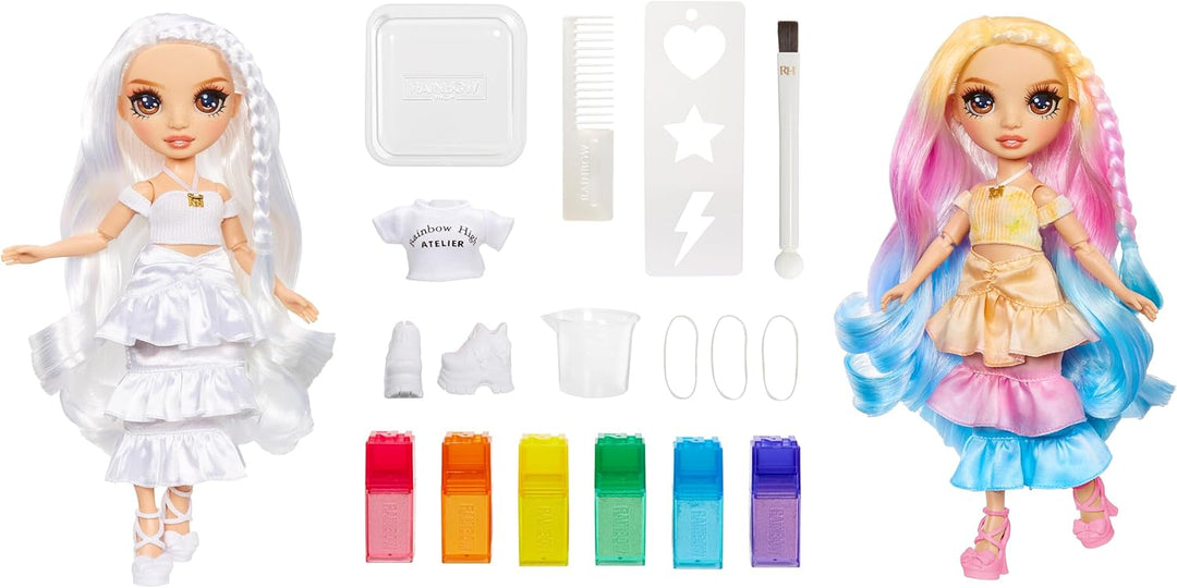 Rainbow High Watercolour & Create DIY Modepuppe, Auswaschbare Wasserfarben & Batikset - Braune Augen